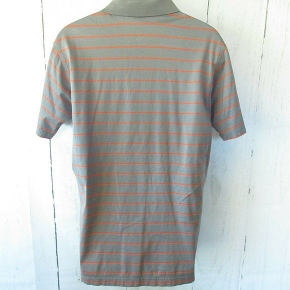 Peter Millar Polo Shirt M Medium Gray Orange Stripe Short Sleeve Casual Golf - Picture 2 of 6